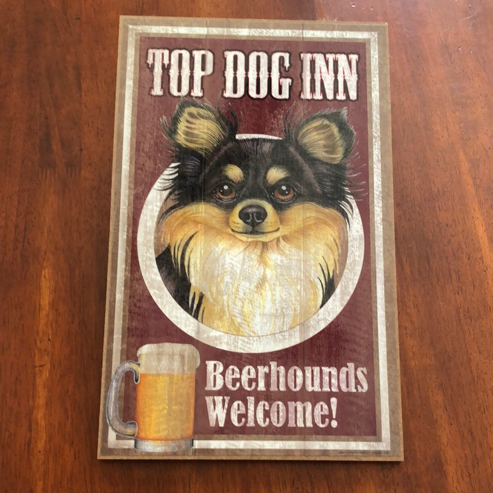 LOVE & LAUGHTER Long Coat Chihuahua Wooden Sign Wall Decor